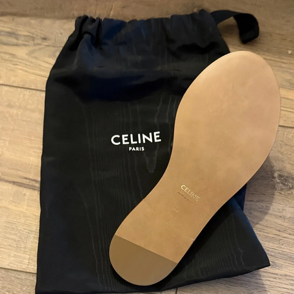 Celine Black Leather Slide Sandals - Picture 3 of 4